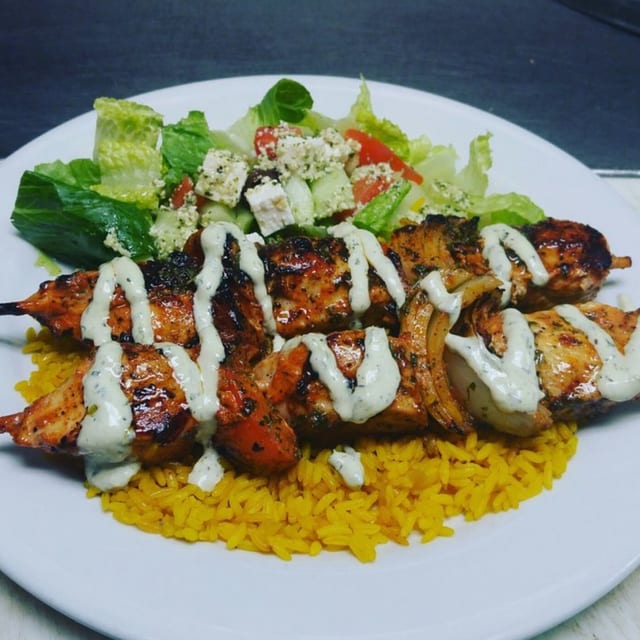 Greek Chicken Souvlaki.